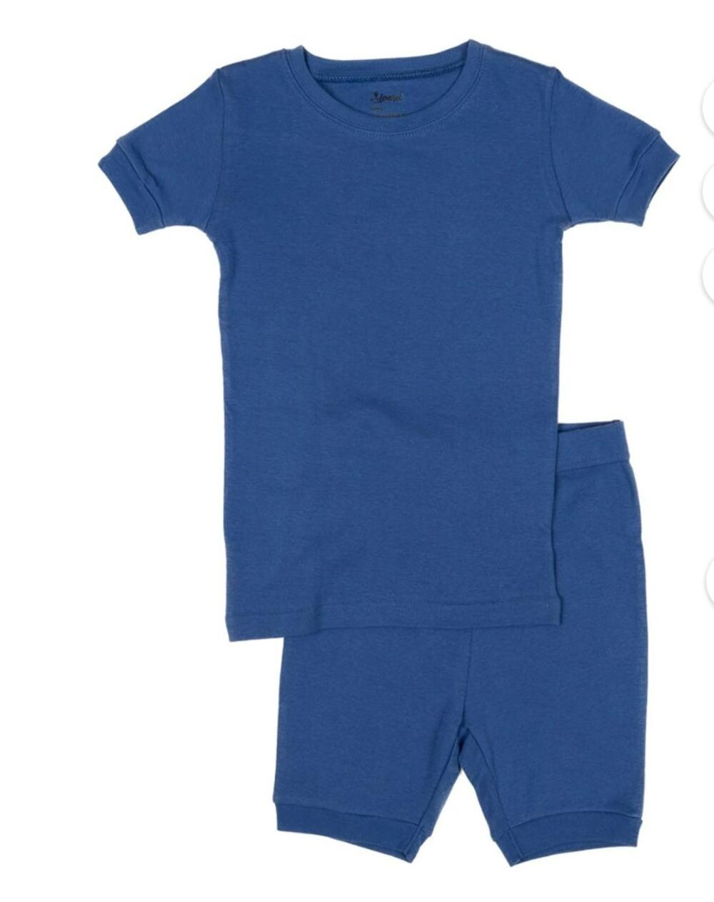 Lot of 2 Leveret Kids Short Sleeve Classic Solid Color Pajamas Black/Blue Sze 10